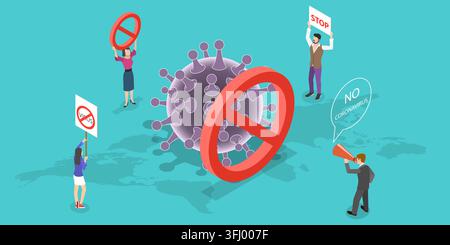 Concetto isometrico della prevenzione della malattia da coronavirus. Foto Stock