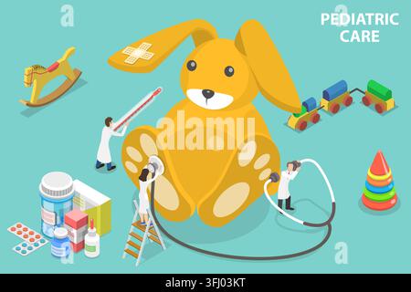 Illustrazione concettuale isometrica piatta 3D della pediatria. Foto Stock