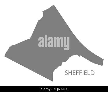 Mappa vettoriale piatta moderna di Sheffield, Vermont, Stati Uniti. Silhouette dettagliata del confine della città in grigio su sfondo bianco. Illustrazione Vettoriale