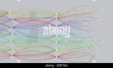 Linee a curva colorata sfondo tecnico rendering 3D Foto Stock