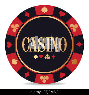 Icona di gettone da casinò isolata su sfondo. Illustrazione vettoriale. Illustrazione Vettoriale