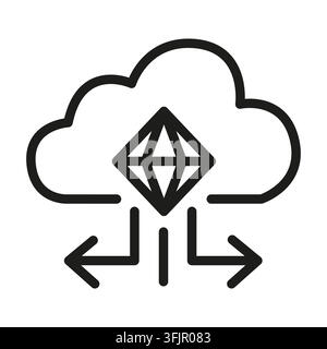 Icona vettoriale a linea di gemma di download di freccia di sincronizzazione cloud a diamante. eps 10. Illustrazione Vettoriale