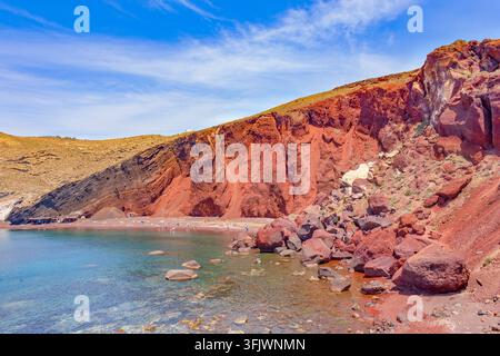 Red Beach, Santorini, Cicladi, Grecia Foto Stock
