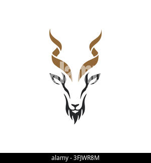 Logo vettoriale con corna di gazzella di antilope elegante per il design di marchi di lusso Illustrazione Vettoriale
