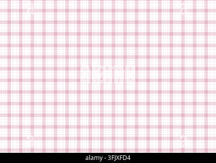 Sfondo con motivo a quadri gingham rosa e bianco con texture a linee tratteggiate Illustrazione Vettoriale