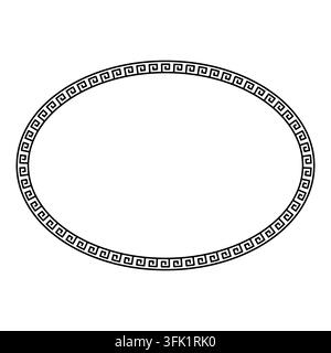 Bordo romano ovale decorativo con motivo geometrico a chiave greca continua Illustrazione Vettoriale