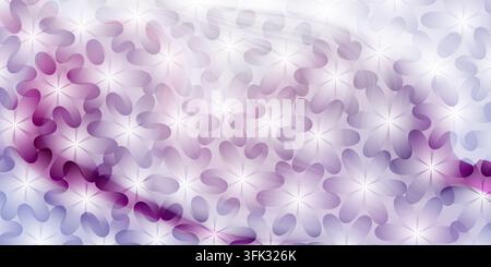 Uno sfondo vettoriale astratto con un motivo ripetitivo di fiori stilizzati nelle sfumature di viola intenso, lavanda e bianco. Foto Stock