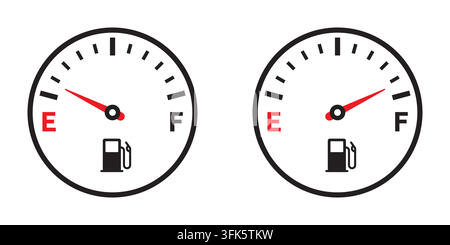 Icona vettoriale di un indicatore del livello del carburante che mostra i livelli vuoti e pieni, adatta per design legati all'automobilismo, ai trasporti o all'energia Illustrazione Vettoriale