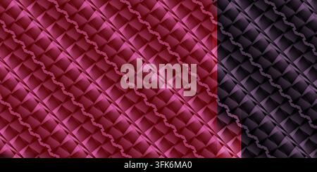 Sfondo astratto geometrico strutturato con motivi diagonali in vivaci colori gradienti magenta e viola scuro. Foto Stock