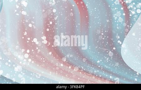 Sfondo astratto con onde pastello blu e rosa che si agitano punteggiate di particelle bianche scintillanti. Foto Stock