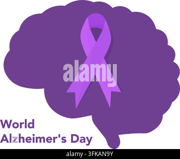 Concetto per la Giornata Mondiale dell'Alzheimer Illustrazione vettoriale. Illustrazione Vettoriale