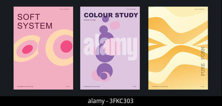 Set di poster astratti minimalisti con forme geometriche creative e tipografia moderna per il branding artistico Illustrazione Vettoriale