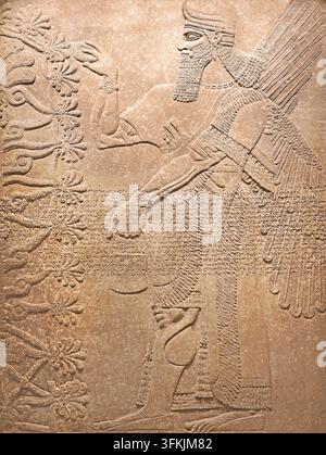 Rilievo di una divinità protettrice che tiene una mazza, Iraq (Nimrud, Palazzo Nord-Ovest), assiro, periodo neo-assiro, regione di Ashurnasirpal II. 883-859 a.C. Foto Stock