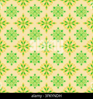 Motivo floreale verde chiaro senza cuciture disegnato a mano per un design di stampa di carta da parati tessile carino per cameretta Foto Stock