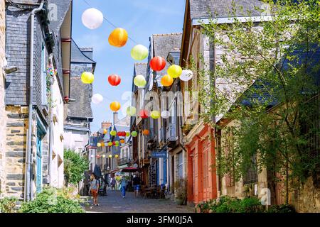 Case a graticcio in Rue de la Baudrairie nel centro storico di Vitre, Ille-et-Vilaine, Bretagna, Francia Foto Stock