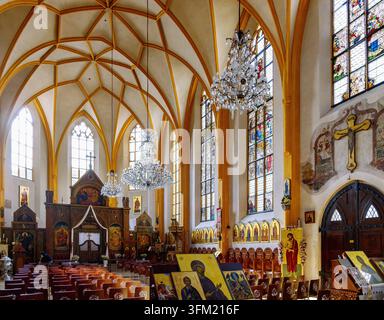 Interno della Chiesa greco-ortodossa Salvator di Monaco, Baviera, Germania Foto Stock