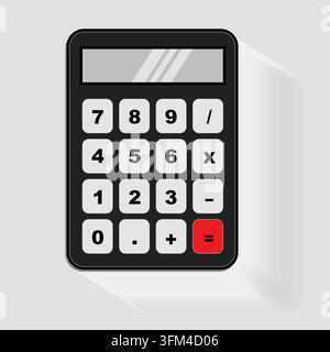 Icona piatta di calcolatrice, illustrazione vettoriale per il design web con una calcolatrice elettronica moderna e tasti numerici puliti Illustrazione Vettoriale