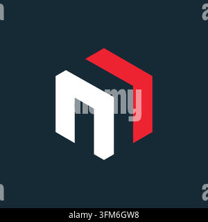 Icona vettoriale logo freccia esagonale lettera M design concept modello Web Illustrazione Vettoriale