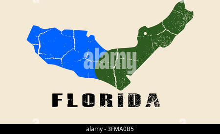Logo della Florida, testa di coccodrillo, silhouette vettoriale isolata nera Illustrazione Vettoriale