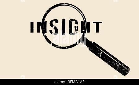 Insight di parola con lente d'ingrandimento, silhouette vettoriale nera isolata Illustrazione Vettoriale