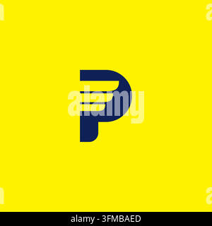 Design del logo con lettera P a forma di ala. Vettore icona iniziale P Illustrazione Vettoriale