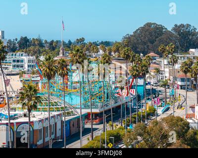 Vista aerea del Santa Cruz Beach Boardwalk in California Foto Stock