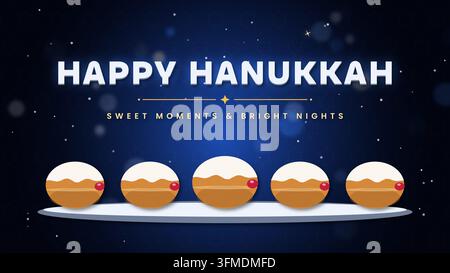 Immagine di animazione per biglietto di auguri Hanukkah Sufganiyot. Foto Stock