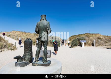 Francia, Manche, Sainte-Marie-du-Mont, Utah Beach, statua del marinaio solitario Foto Stock