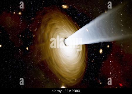 Il nucleo attivo della galassia ellittica gigante Centaurus A (conosciuta anche come NGC 5128) ospita un buco nero supermassiccio con una massa di circa 55 milioni Foto Stock