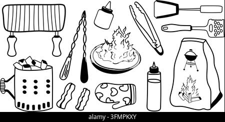 Set essenziale per barbecue Illustrazione Vettoriale