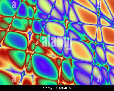 Un frattale colorato nella forma di figure ovali irregolari e colorate Foto Stock