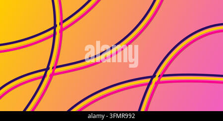 Design astratto con linee curve e sfondo sfumato che passa dal giallo al rosa Illustrazione Vettoriale