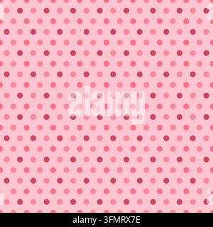 Motivo a pois senza cuciture colorato con cerchi ripetuti rosa corallo, rosa e rosa pastello su uno sfondo rosa pastello chiaro Illustrazione Vettoriale