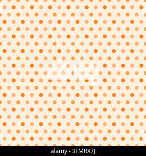 Caldo motivo senza cuciture a pois con cerchi arancioni e pesca ripetuti in diverse sfumature su uno sfondo crema pallido Illustrazione Vettoriale