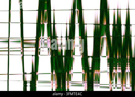 grafica astratta con un carattere distinto, geometrico e distorto; onde verticali frastagliate e una griglia di linee; Arte abstracto, distorsionado ondas Foto Stock