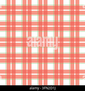 Un motivo tartan a quadri senza cuciture con una combinazione festiva di linee rosse e verdi su uno sfondo bianco per i design per le feste. Illustrazione Vettoriale