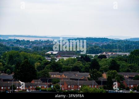 Vista panoramica elevata su Nottingham, Nottinghamshire, Inghilterra Foto Stock