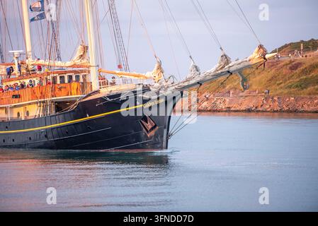 Gulden Leeuw, uno dei più grandi schooner a tre alberi e vela di gabbia al mondo, nave a vela olandese Foto Stock