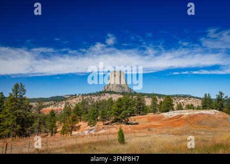 Monumento nazionale della torre del diavolo nel Wyoming Foto Stock