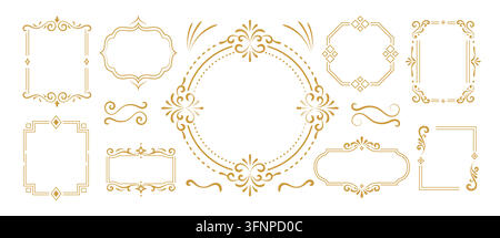 Collezione di cornici decorative di lusso. Disegni di bordi ornamentali eleganti Illustrazione Vettoriale