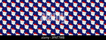 Motivo lungo natalizio in stile disegnato a mano. Babbo Natale. Stampa per design, tessile Illustrazione Vettoriale