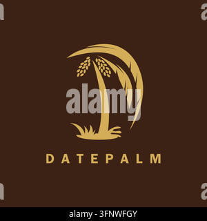 Illustrazione vettoriale di una palma da datteri che forma il logo della lettera d Illustrazione Vettoriale