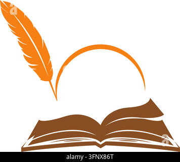 Illustrazione del logo per penna e libro Illustrazione Vettoriale
