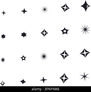 Varie forme e dimensioni di stelle per elementi di design versatili e progetti creativi, perfette per usi decorativi. Illustrazione Vettoriale