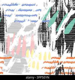 Modello astratto con forme scarabocchiate disegnate a mano Illustrazione Vettoriale