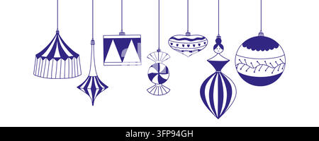 Set di decorazioni da appendere per Natale in vettore Illustrazione Vettoriale