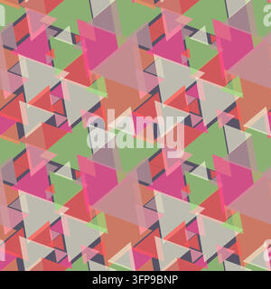 Motivo senza cuciture con stampa decorativa a triangolo. Sfondo mosaico arcobaleno poligonale. Illustrazione del vettore astratto. Grafica triangolare semplice Illustrazione Vettoriale