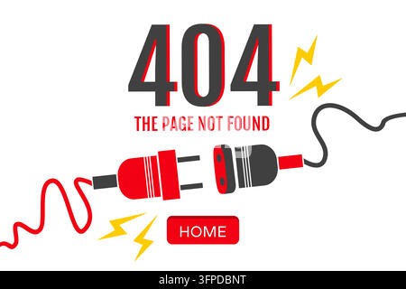 Illustrazione Vector vintage di elementi elettrici. errore 404 per il progetto web. Illustrazione Vettoriale