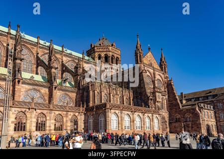 La cattedrale di Strasburgo a Strasburgo, Alsazia, Francia Foto Stock