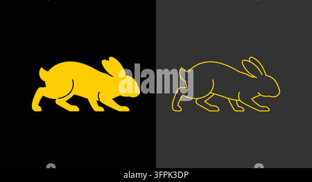 Silhouette stilizzata di coniglio giallo e grafico di confronto con confronto Illustrazione Vettoriale